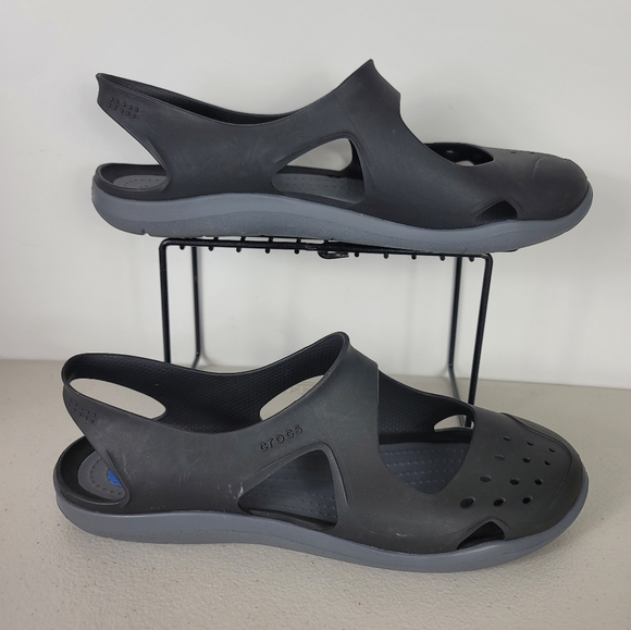 Crocs Woman's slip on Flats Loafers Shoes Sz 10 Grey black - Picture 2 of 7